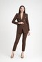Women's Blazer Jacket Belted Trousers Suit Brown