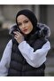 سترة نسائية طويلة قابلة للنفخ مقاس كبير قابلة للفصل لشتاء بغطاء رأس - 2