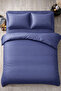 Striped Cotton Satin Indigo Hotel Series Elastic Bed Sheet Double Duvet Cover Set - 2
