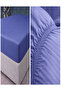 Striped Cotton Satin Indigo Hotel Series Elastic Bed Sheet Double Duvet Cover Set - 5