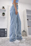 Snow Wash Loose Denim Trousers Blue Snow Lycra Palazzo - 2