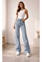 Bipa Super High 90's Snow Wash Blue Lycra Loose Jeans Palazzo Pants - 6