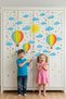 Colorful Flying Balloons, Clouds, Stars Sun Children's Room Wall Sticker Set - 4