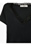 Slim Fit Short Sleeve V-Neck T-Shirt with Lace Detail - 6