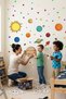 Mars Solar System Earth Planets and Colorful Stars Kids Room Wall Sticker Set - 4