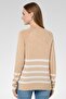 Women V-Neck Stripe Sweater, Beige - 4