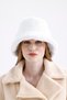 White Vegan Fur Plush Winter Women's Premium Bucket Hat