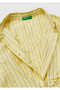 Girl's Yellow Belted Dress Striped Shirt Collar - 3