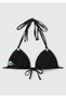 Women's black double strap tie back and neck triangle bikini top - 4