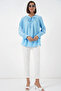 Women's Embroidered Knitted Blouse 941 - Blue - 2