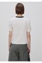 Women's cream cotton blend sequined embroidered crew neck t-shirt - 3