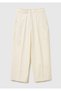 Women's Cream Cotton Blend Balloon Leg Trousers with Elastic Waist Detail - 2