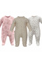3-Pack Baby Girl Rompers, 100% Cotton with Snap Fasteners, Heart Flower and Lamb Print Pattern. - 4