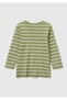 Women's Green 100% Cotton Striped Boat Neck Sweatshirt - 2