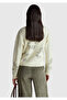Women's Cream Wool Blend Patterned Crew Neck Sweater - 3