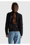 Women's Black Wool Blend Patterned Crew Neck Sweater - 3