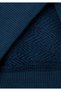 Boy's Dark Navy Blue Sleeve Detail Color Block Logo Label Crew Neck Sweatshirt - 3