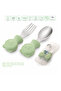 Premium Children's Bpa Free Quality Silicone Handle Stainless Steel Tip Fork-Spoon / Green - 8