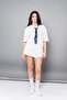 Tie Printed Oversized Unisex White Tshirt