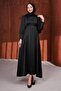 Black Cufflinks Belted Satin Dress