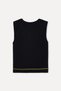 Women's Black Sleeveless Crew Neck T-Shirt with Stitching Detail - 5