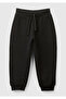 Boy's Black Back Pocket Logo Embroidered Elastic Waist Sweatpants