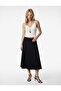 تنورة ميدي واسعة من مزيج صوف الأغنام بخصر عادي وحواف مكشكشة
