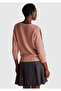 Women's Dusty Rose Cashmere Blend Patterned Boat Neck Stranger Things Sweater - 3