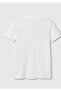 Women's White 100% Cotton V-Neck Basic T-Shirt - 4