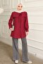 Burgundy Collar Detailed Shirt - 3