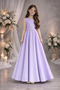 Satin Flower Girl Dress with Pearls at Waist and Bow Round Neckline