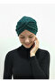 Cross Fukuro Glitter Lined Green Ready-made Hijab Hijab Evening Dress Bonnet - 5
