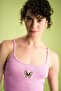 Troides Ribbed Strap Undershirt - Pink