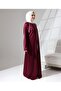 Full Length Zipper Closure Denier Casual Oversize Prayer Ferace - Claret Red