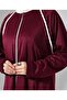 Full Length Zipper Closure Denier Casual Oversize Prayer Ferace - Claret Red - 3