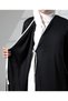 Namaz Dress Black Knitted with Internal and External Ribbing and V-Neck - 5