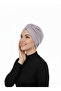 Cross Fukuro Glitter Lined Gray Ready-made Hijab Hijab Evening Dress Bonnet - 2