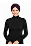 Cross Fukuro Glitter Lined Purple Ready-made Hijab Hijab Evening Dress Bonnet - 4