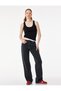Straight Leg Regular Waist Stone Detailed Cotton Denim Trousers - Straight Fit Jean