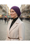 Purple Ready-To-Wear Turban Hijab with Organza Roses on the Back, Suitable for Medical Use - 8