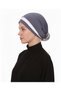 Layered Dark Grey-Cream Ready-To-Wear Turban Hijab with Organza Roses on the Back, Suitable for Medical Use - 2