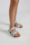 Ellison Single Velcro Leather Girl's Sandals Silver - 2