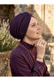 Crystal Tulle Lined Purple Ready-made Hijab Hijab Evening Dress Bonnet - 7