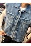 Women's Stone Detailed Denim Vest - 2