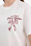 Oversıze Baskılı Beyaz Kadın T-Shirt G5906AX/WT32 - 4