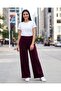 Women Burgundy Wide Leg Active Pant - 5