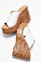 Harvey Women's Genuine Leather Wedge Heel Slippers White - 5