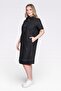 40218 Black Stylish Button-Detail Medium Length Short Sleeve Denim Dress - 2