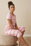 Women's Fashion Slogan Crew Neck Short Sleeve Plaid Capri Combed Cotton Pajama Set - 2