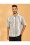 Men White Jacquard Resort Collar Shirt